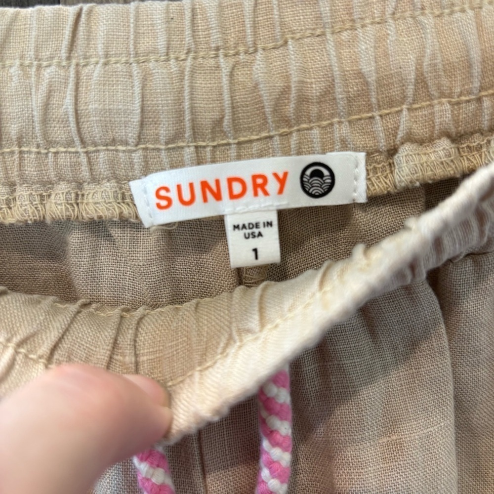 Sundry size 1 pull-on linen pants Biege small - Picture 5 of 9